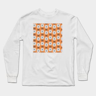 Orange Floral Pattern Long Sleeve T-Shirt